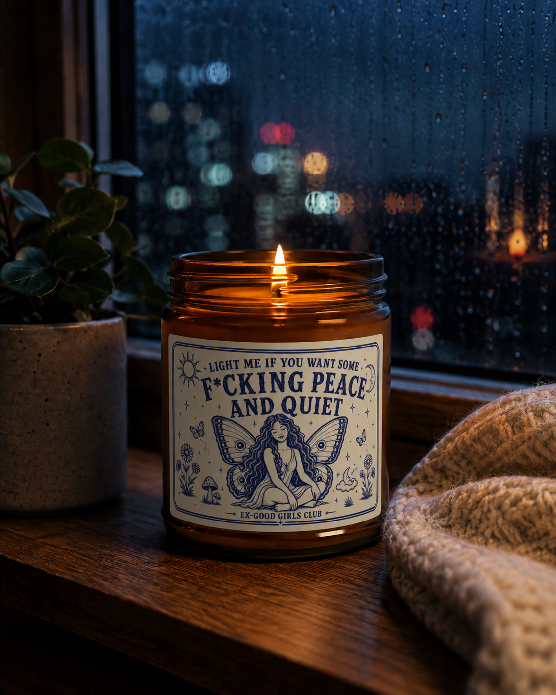 Light Me If You Want Some F*cking Peace and Quiet Cream/Navy