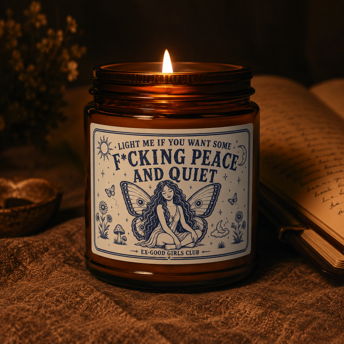 Light Me If You Want Some F*cking Peace and Quiet Cream/Navy