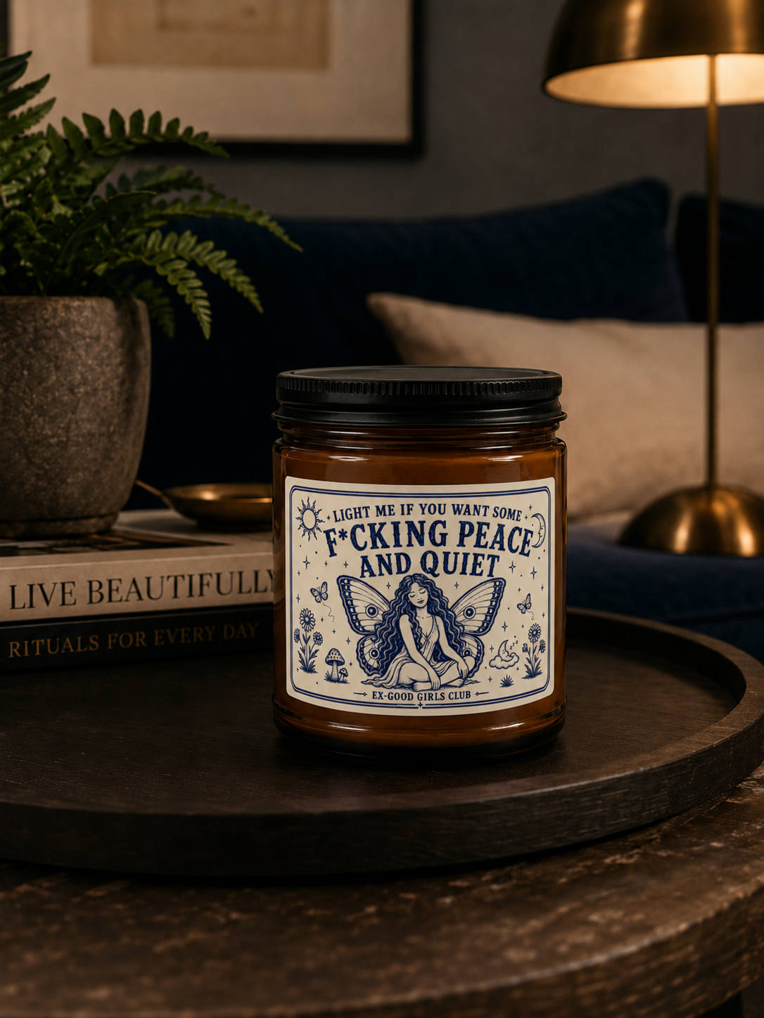 Light Me If You Want Some F*cking Peace and Quiet Cream/Navy