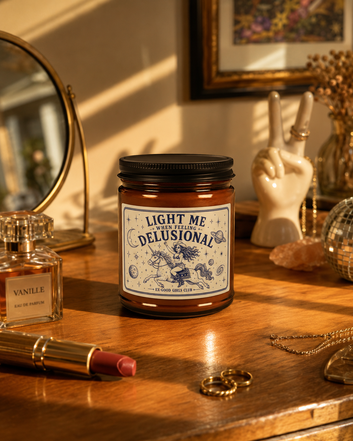 Light Me When Feeling Delusional Cream/Navy